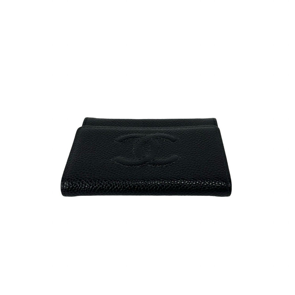 Chanel CC Logo Caviar Leather Card Case Business Holder Black — view 3