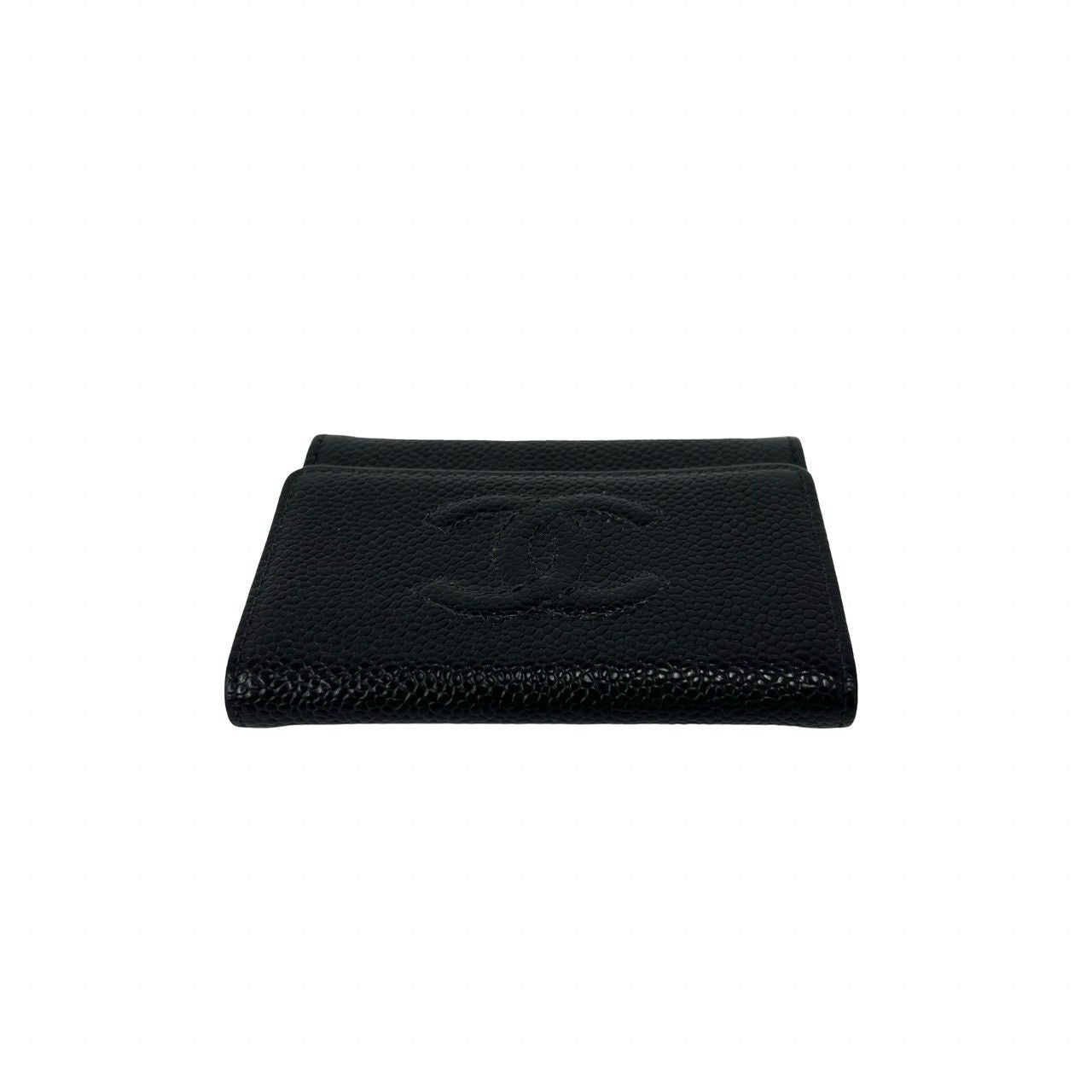 Chanel CC Logo Caviar Leather Card Case Business Holder Black — view 3