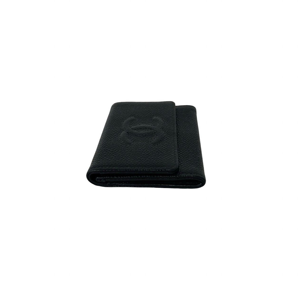 Chanel CC Logo Caviar Leather Card Case Business Holder Black — view 4
