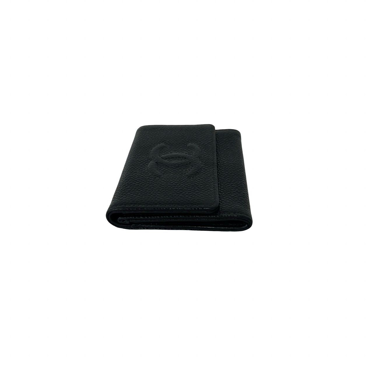 Chanel CC Logo Caviar Leather Card Case Business Holder Black — view 4