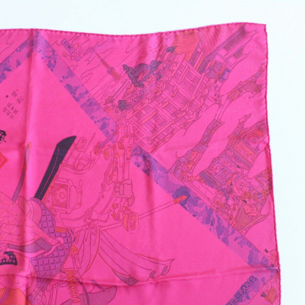 Hermes Carre 90 Scarf Craftsmen Dip Dye Pink Silk 100% Pawn — view 3