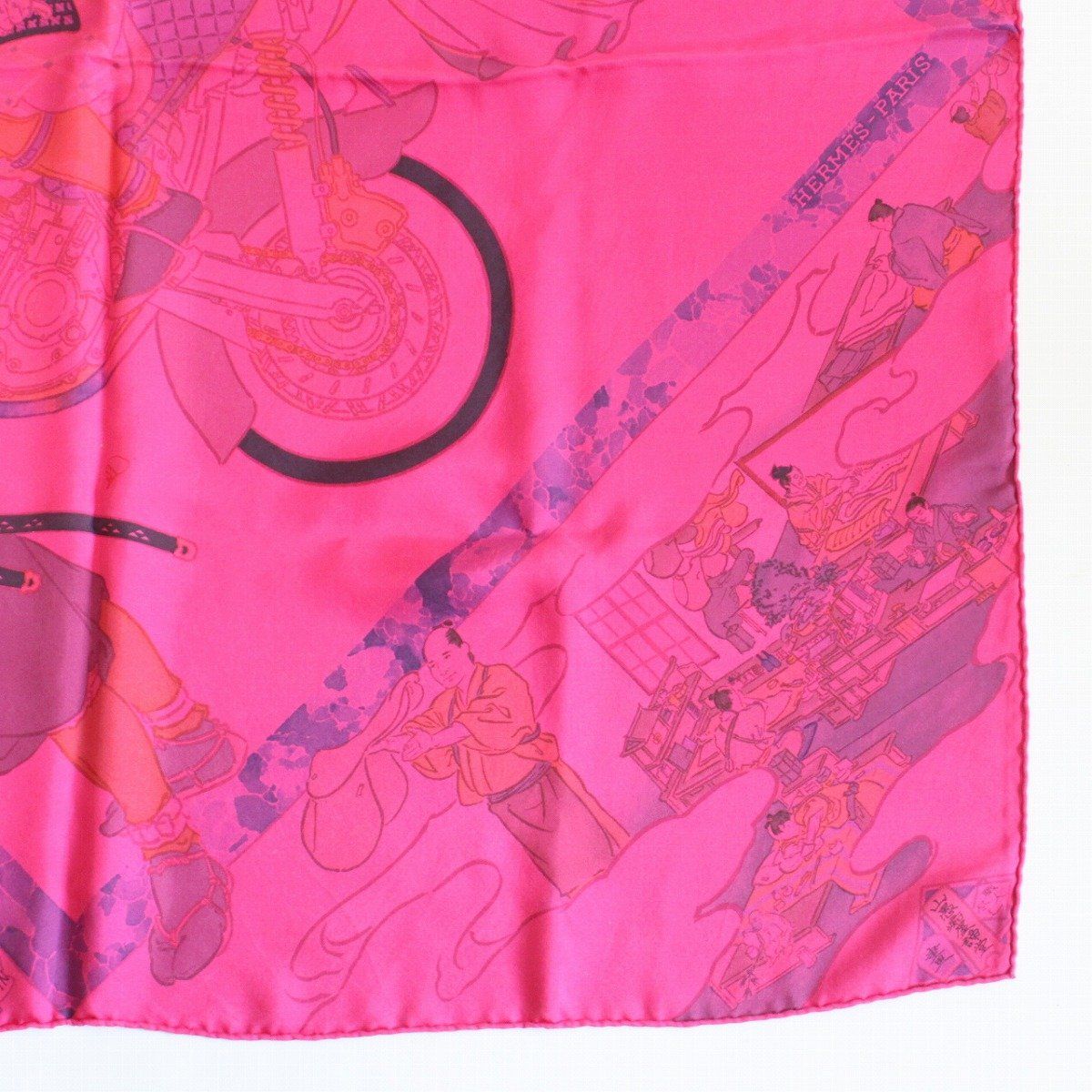 Hermes Carre 90 Scarf Craftsmen Dip Dye Pink Silk 100% Pawn — view 5
