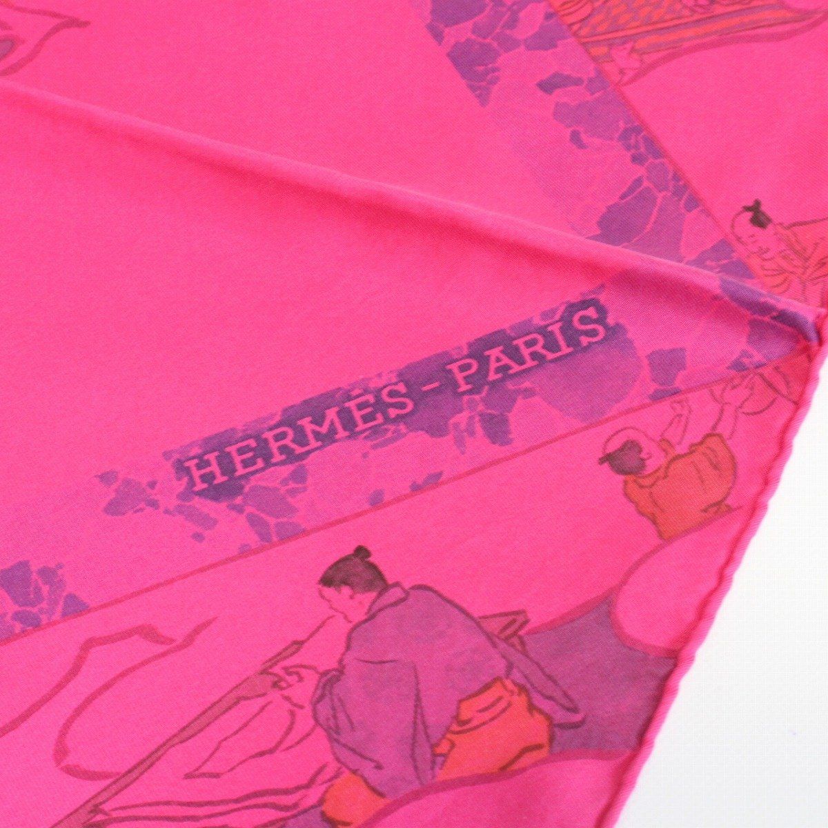 Hermes Carre 90 Scarf Craftsmen Dip Dye Pink Silk 100% Pawn — view 6