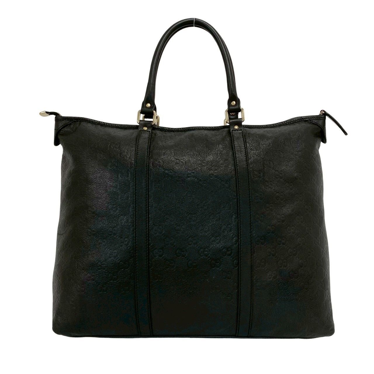 Gucci Guccissima GG All Over Patter Leather Tote Boston Bag Black — view 3