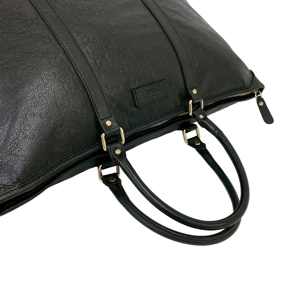 Gucci Guccissima GG All Over Patter Leather Tote Boston Bag Black — view 4