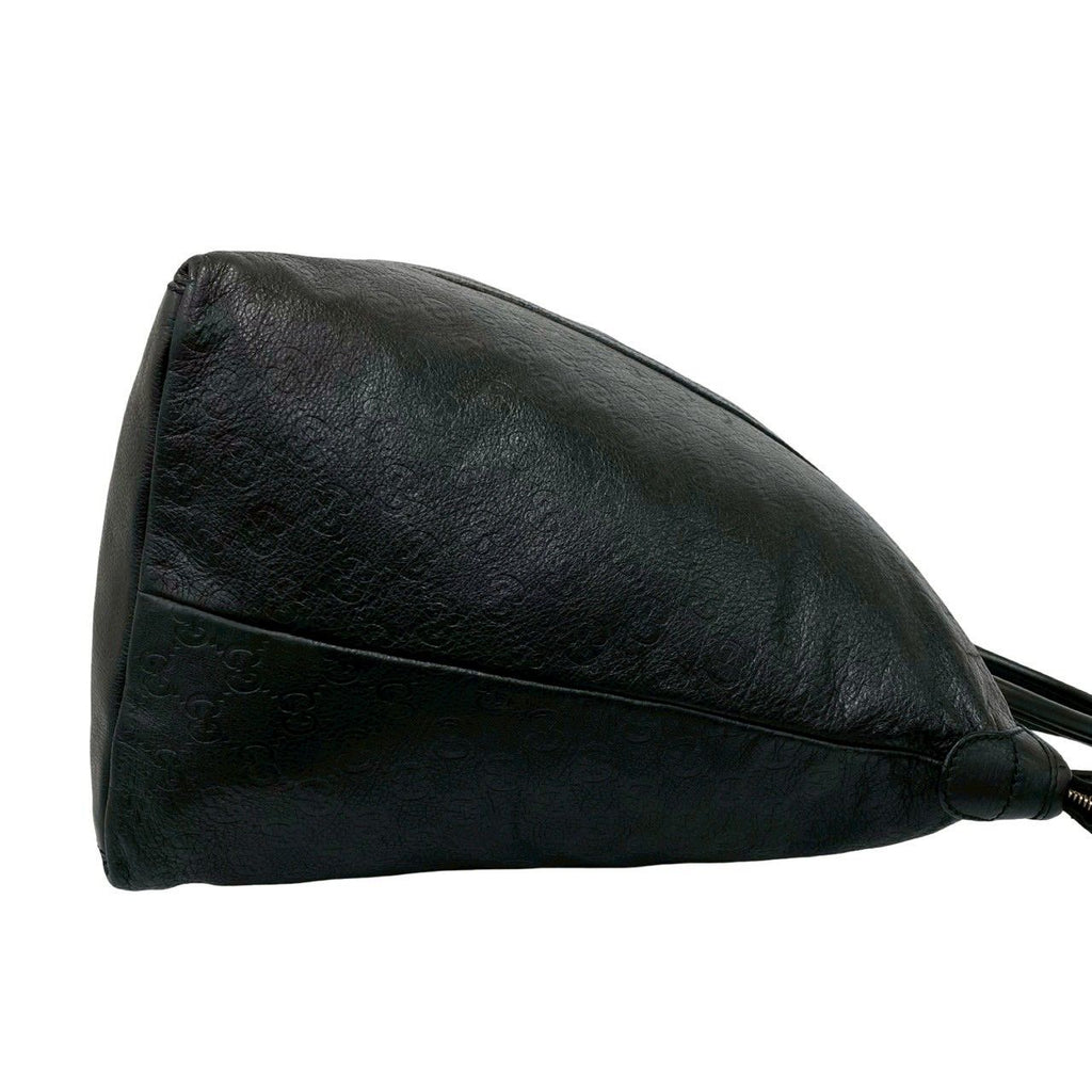 Gucci Guccissima GG All Over Patter Leather Tote Boston Bag Black — view 6