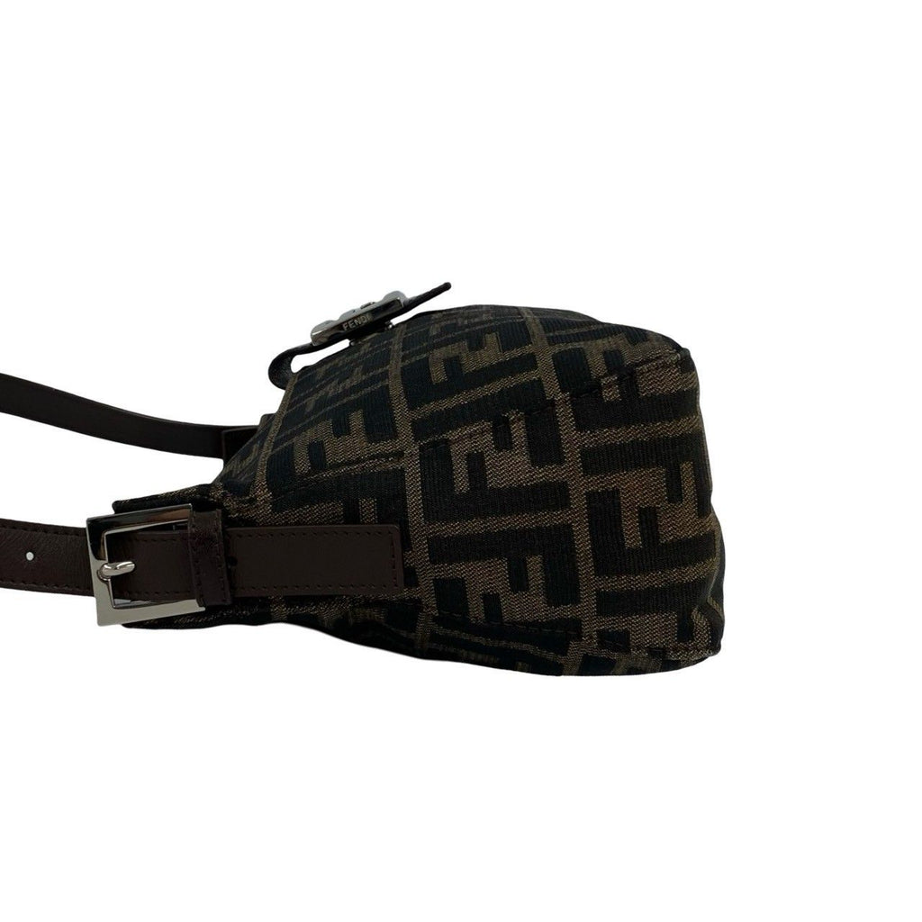 Fendi FF Logo Zucca Canvas Leather Shoulder Bag Brown — view 5