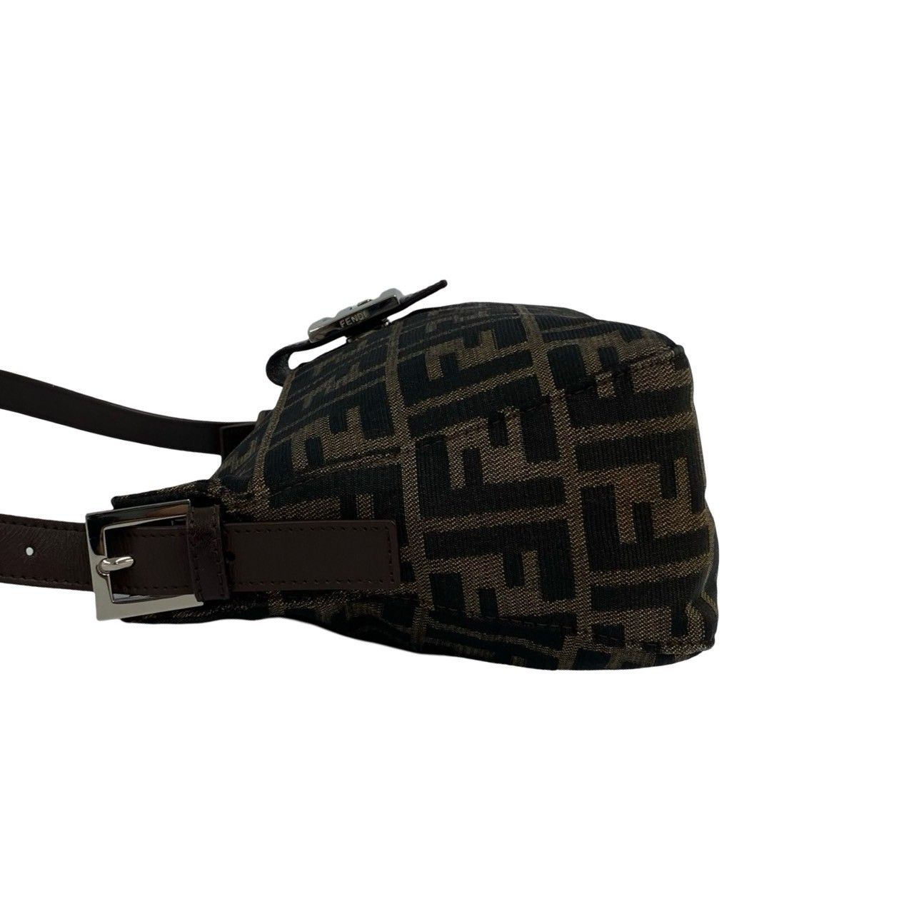 Fendi FF Logo Zucca Canvas Leather Shoulder Bag Brown — view 5