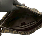 Fendi FF Logo Zucca Canvas Leather Shoulder Bag Brown — view 9
