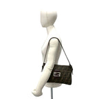 Fendi FF Logo Zucca Canvas Leather Shoulder Bag Brown — view 2