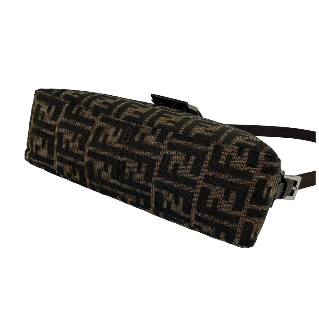 Fendi FF Logo Zucca Canvas Leather Shoulder Bag Brown — view 8