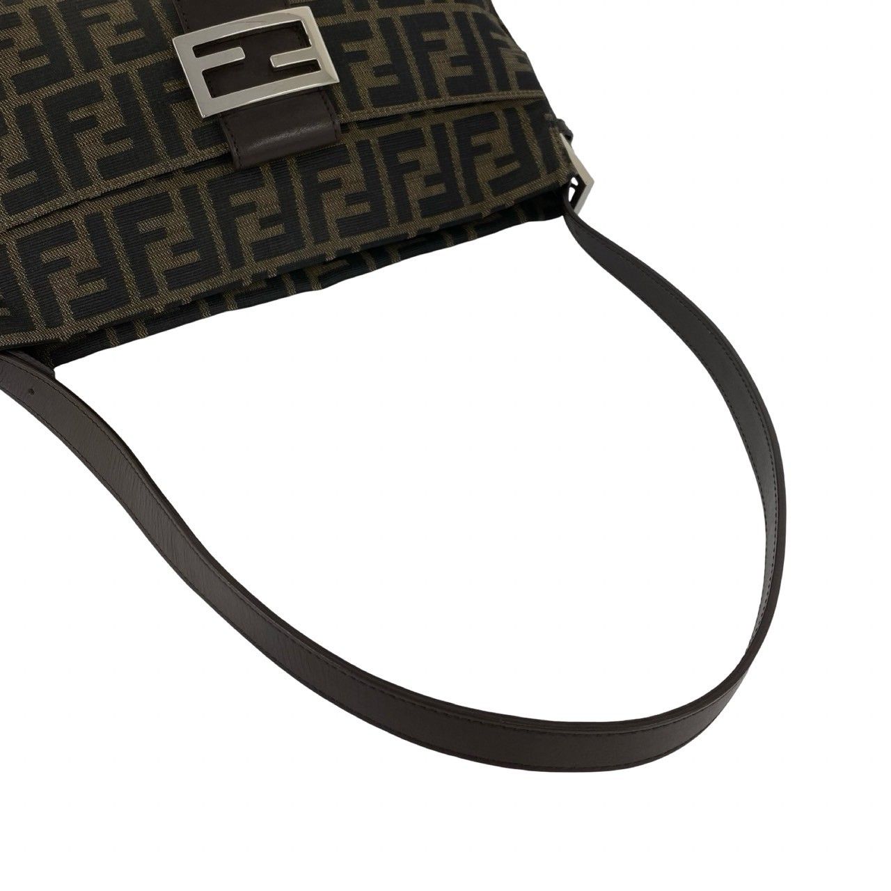 Fendi FF Logo Zucca Canvas Leather Shoulder Bag Brown — view 4