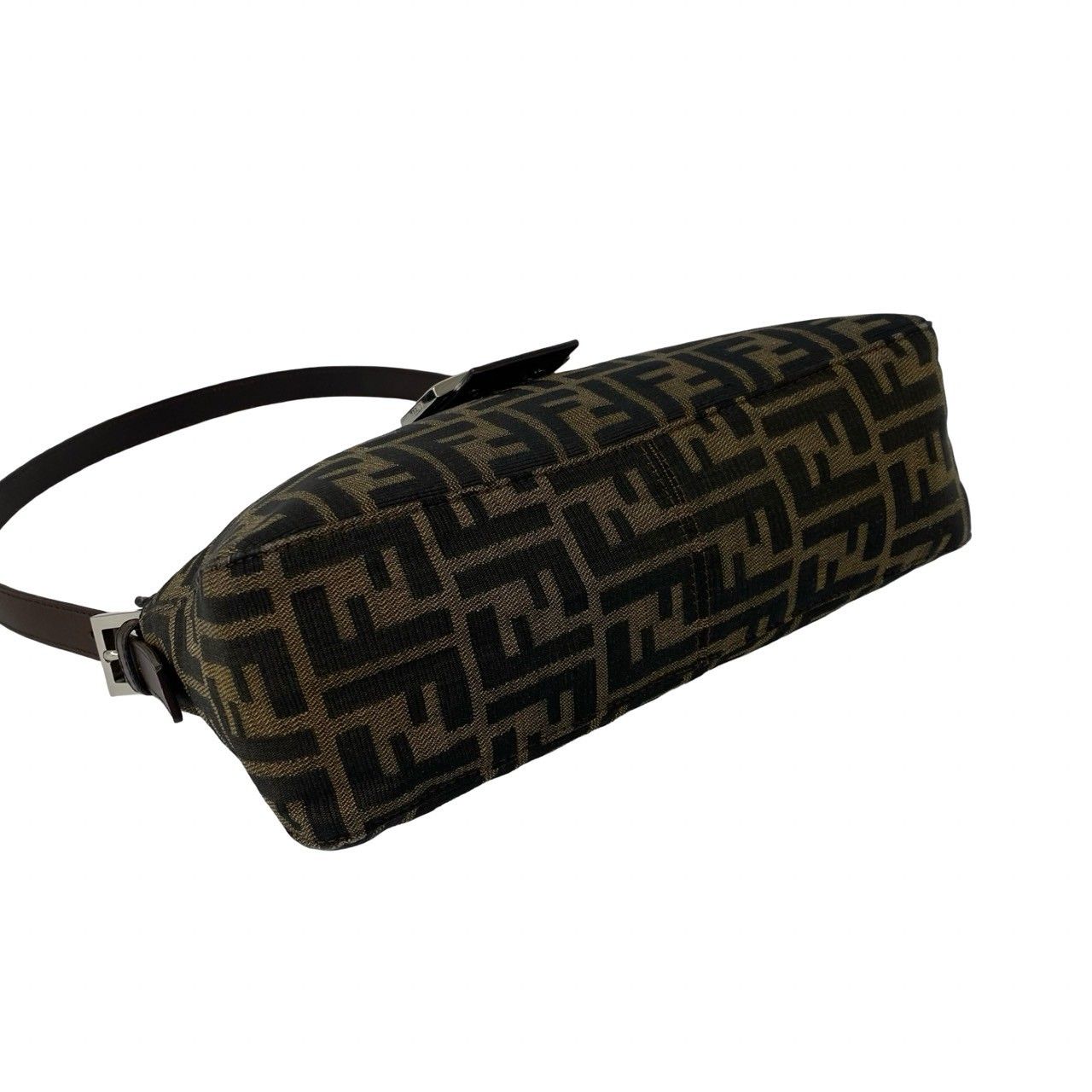 Fendi FF Logo Zucca Canvas Leather Shoulder Bag Brown — view 7
