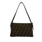 Fendi FF Logo Zucca Canvas Leather Shoulder Bag Brown — view 3