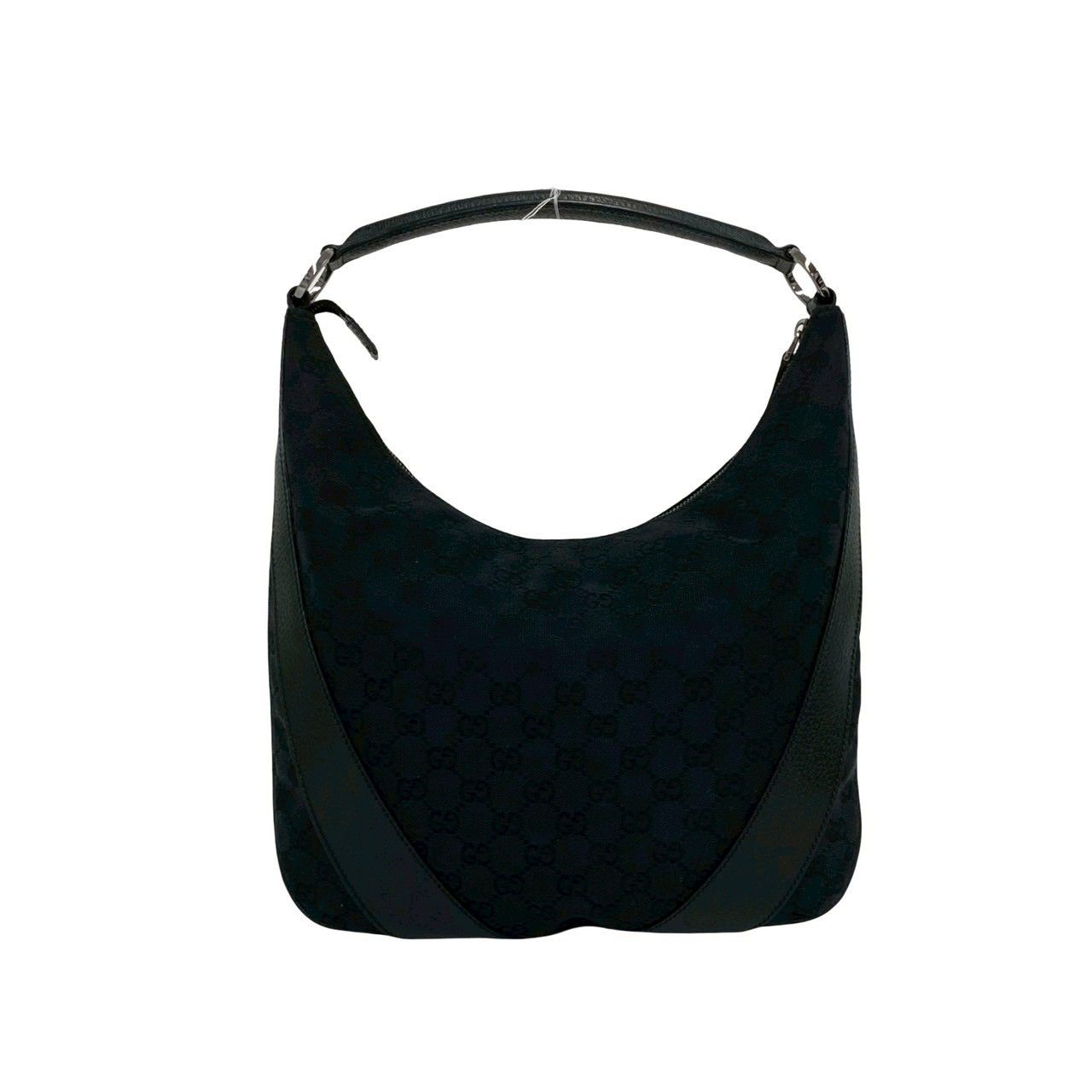 Gucci GG All Over Pattern Canvas Leather Shoulder Bag Tote Black — view 3