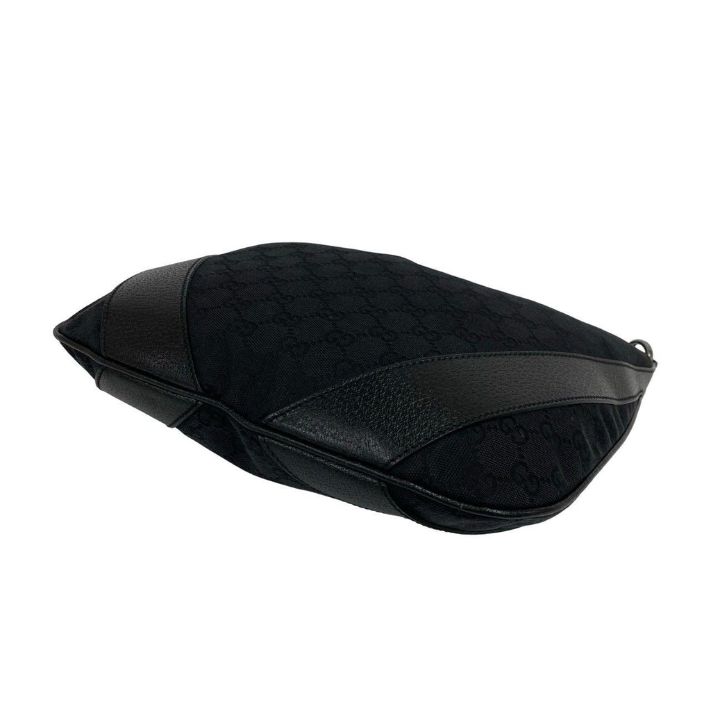Gucci GG All Over Pattern Canvas Leather Shoulder Bag Tote Black — view 8