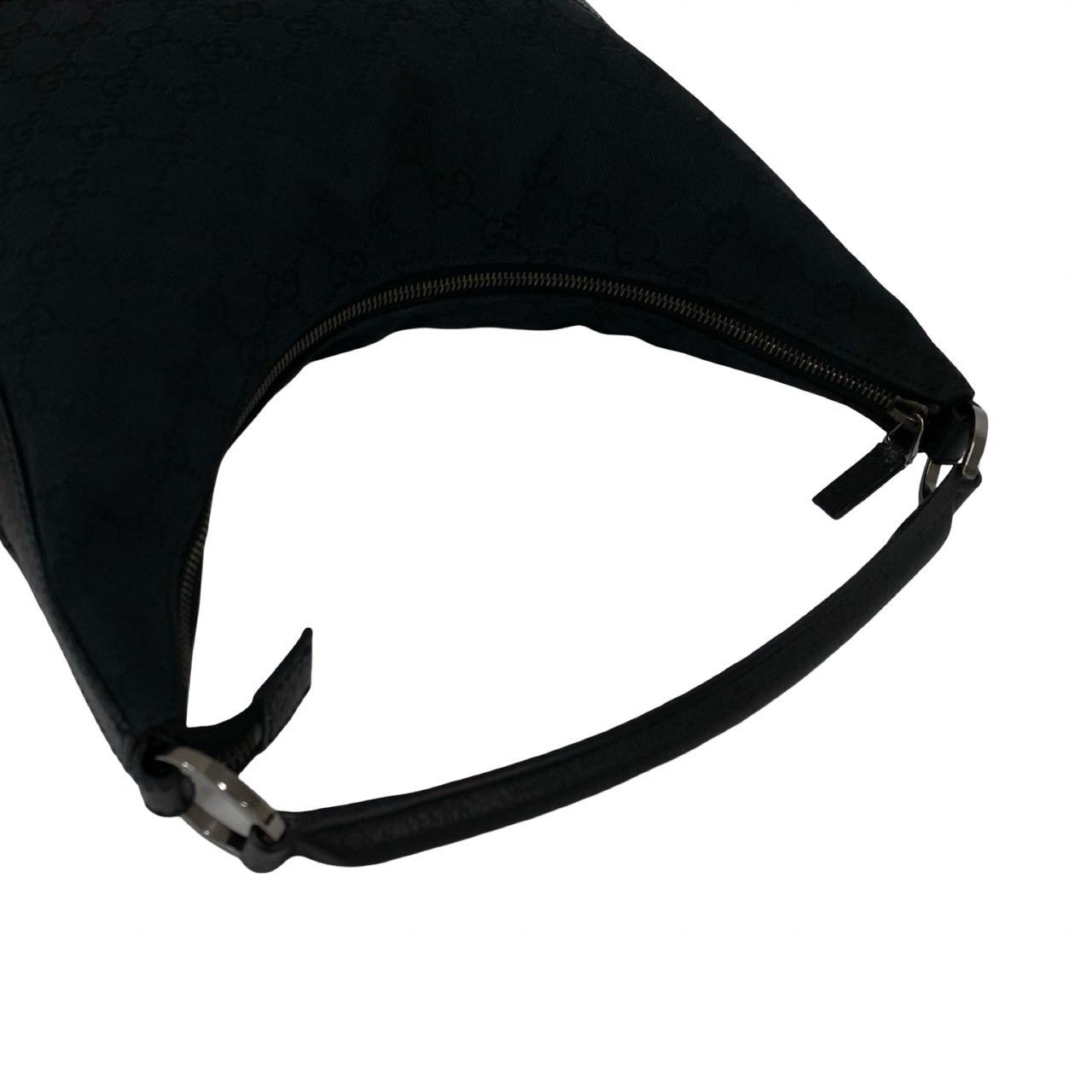Gucci GG All Over Pattern Canvas Leather Shoulder Bag Tote Black — view 4