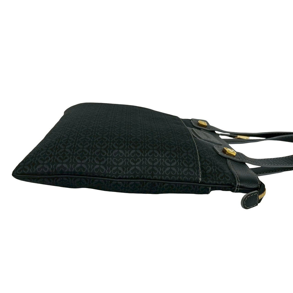 Loewe Anagram All Over Pattern Canvas Leather Tote Business Handbag Black