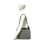 Gucci GG Logo Pattern Canvas Leather Chain Shoulder Bag Gray — view 2
