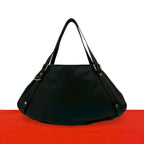 Gucci Log Leather Tote Shoulder Bag Black