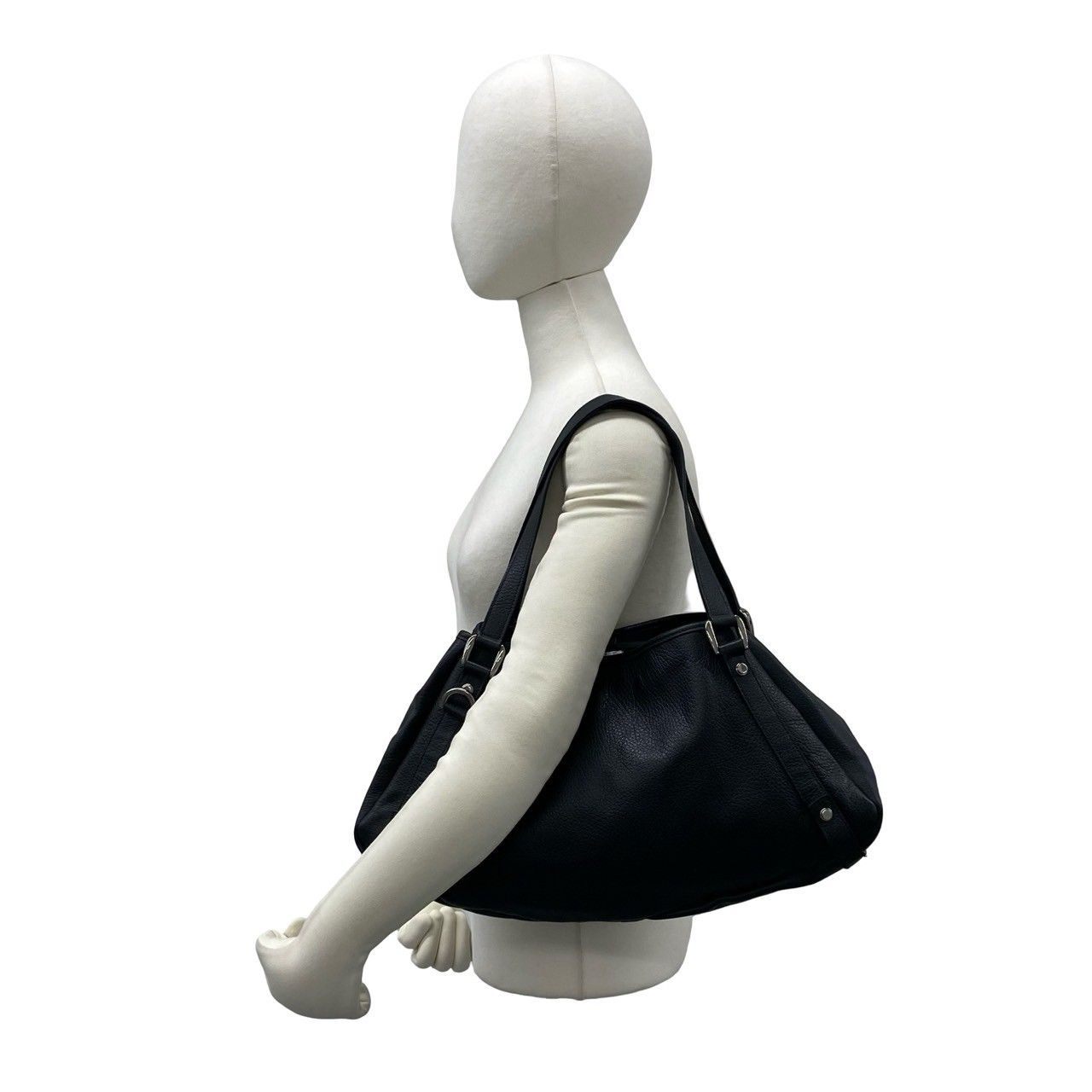 Gucci Log Leather Tote Shoulder Bag Black — view 2