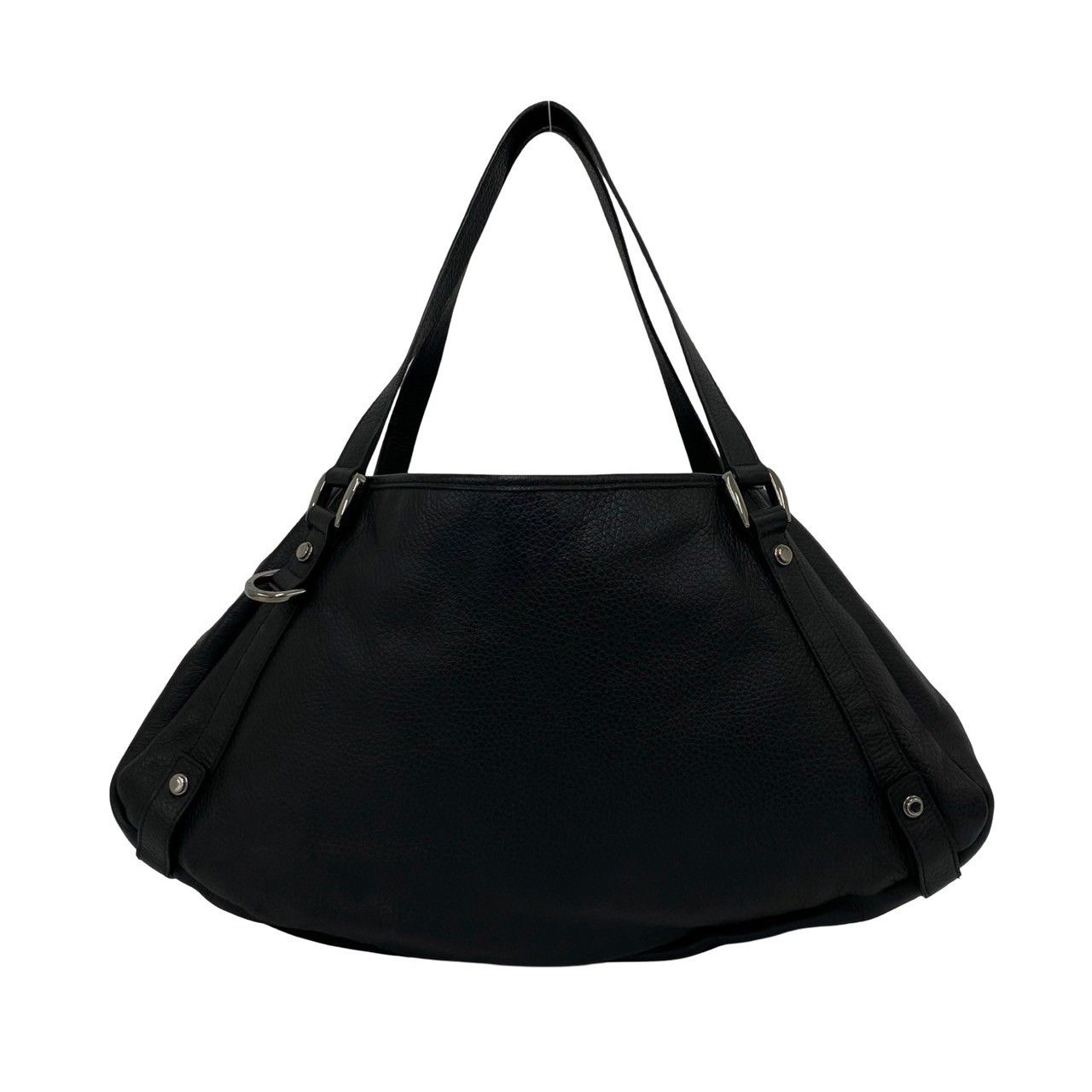 Gucci Log Leather Tote Shoulder Bag Black — view 3