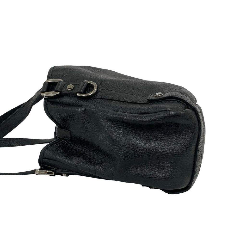 Gucci Log Leather Tote Shoulder Bag Black — view 5