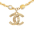 Chanel CC Logo Vintage Chain Pendant Gold Plated Rhinestone