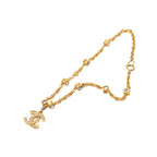 Chanel CC Logo Vintage Chain Pendant Gold Plated Rhinestone