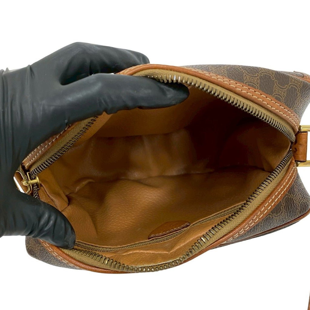 Celine Vintage Macadam Blason Triomphe Logo Leather Mini Shoulder Bag Pochette — view 9