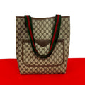 Gucci Vintage Sherry Line GG Logo Leather Tote Brown