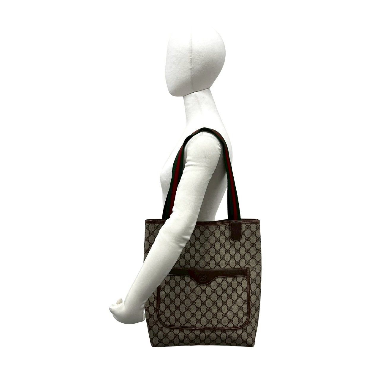 Gucci Vintage Sherry Line GG Logo Leather Tote Brown — view 2
