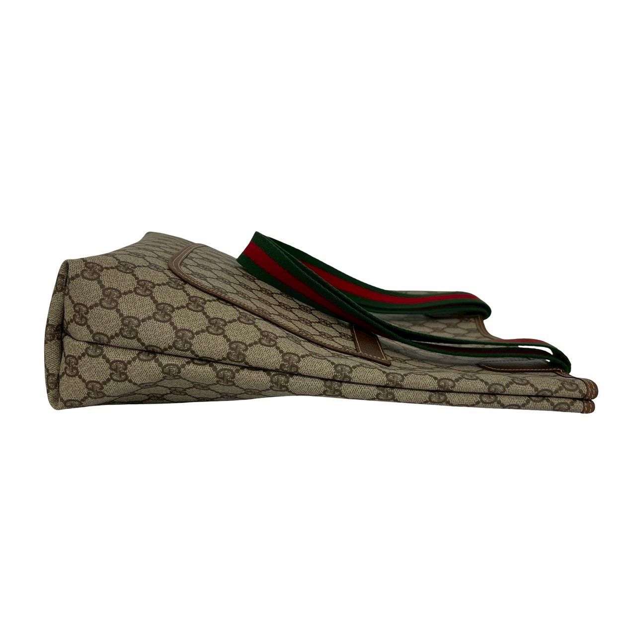 Gucci Vintage Sherry Line GG Logo Leather Tote Brown — view 6