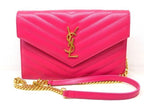 Saint Laurent YSL Cassandra Chain Wallet Pink Gold Shoulder