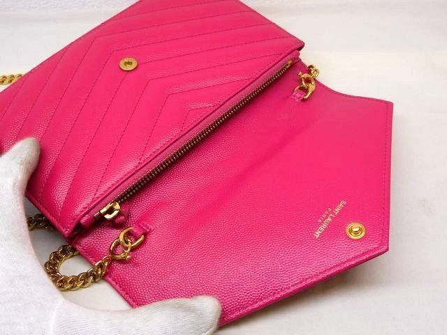 Saint Laurent YSL Cassandra Chain Wallet Pink Gold Shoulder — view 3