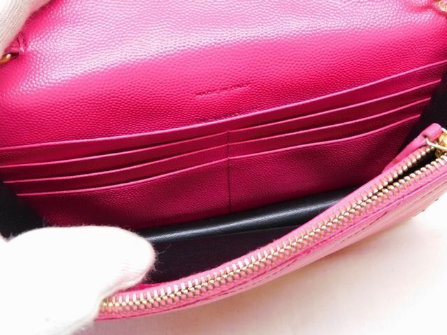 Saint Laurent YSL Cassandra Chain Wallet Pink Gold Shoulder — view 4