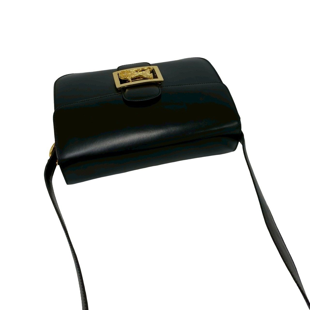 Celine Vintage Carriage Leather Mini Shoulder Bag Crossbody Pochette Black — view 4