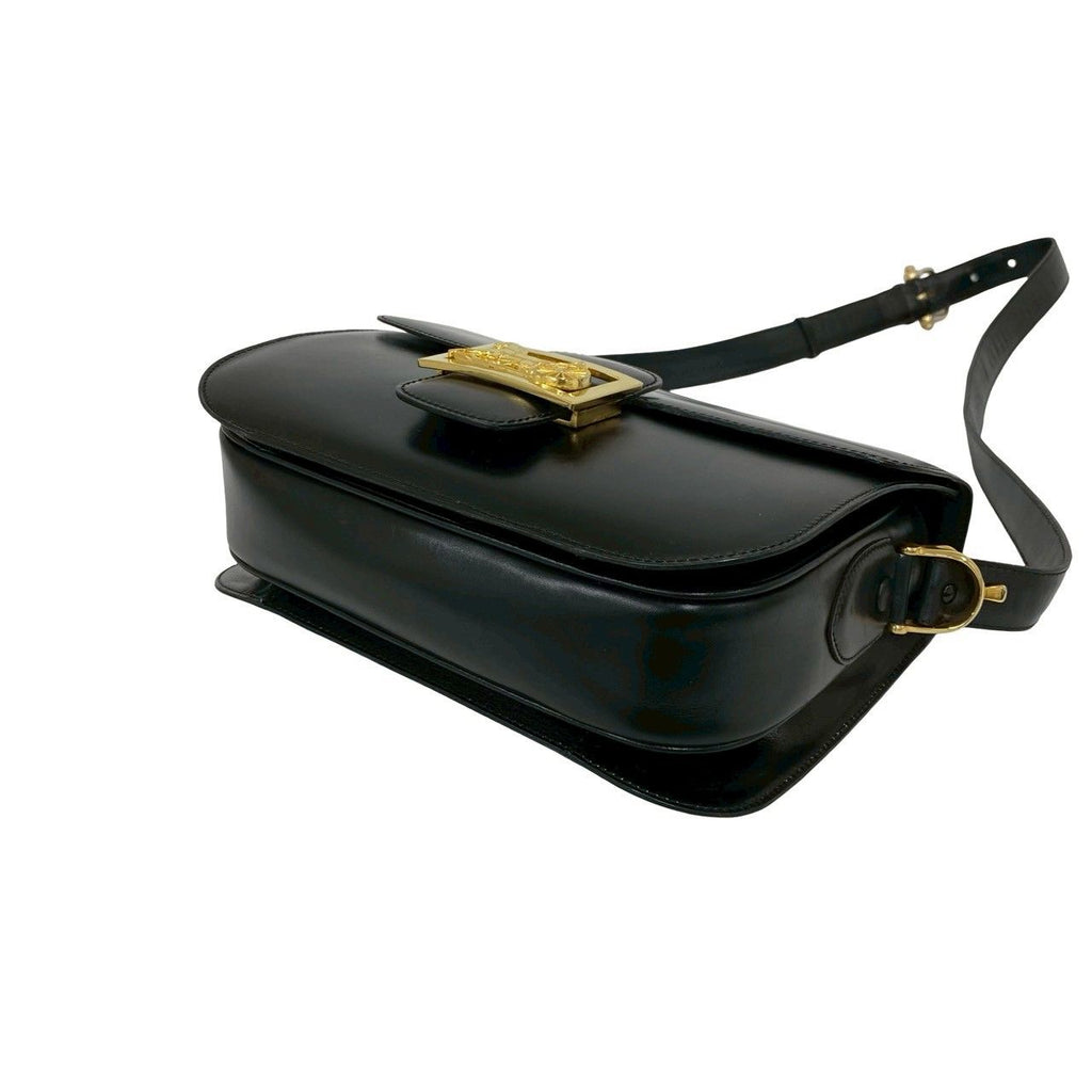Celine Vintage Carriage Leather Mini Shoulder Bag Crossbody Pochette Black — view 8