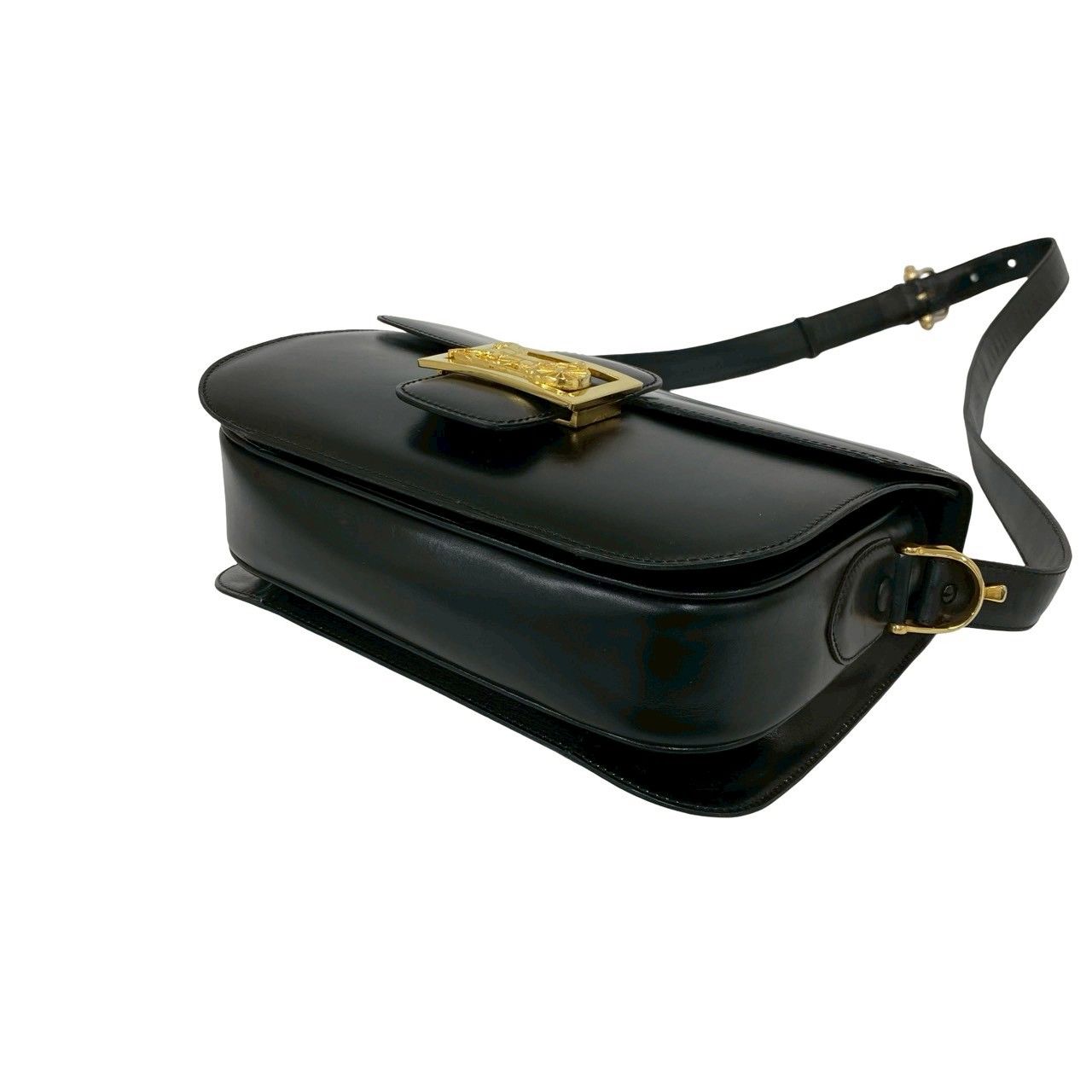 Celine Vintage Carriage Leather Mini Shoulder Bag Crossbody Pochette Black — view 8