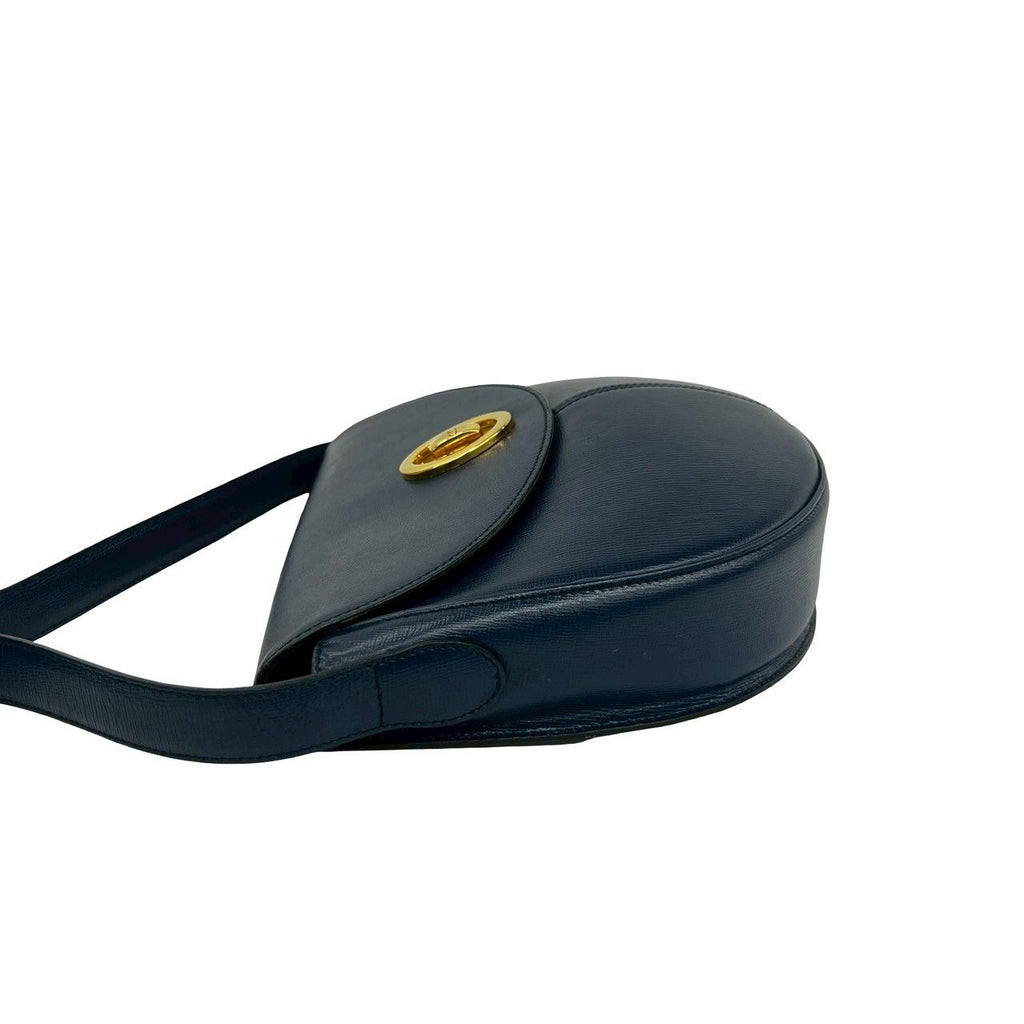 Dior Vintage CD Logo Leather Shoulder Bag Crossbody Navy — view 5