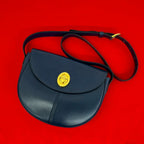 Dior Vintage CD Logo Leather Shoulder Bag Crossbody Navy