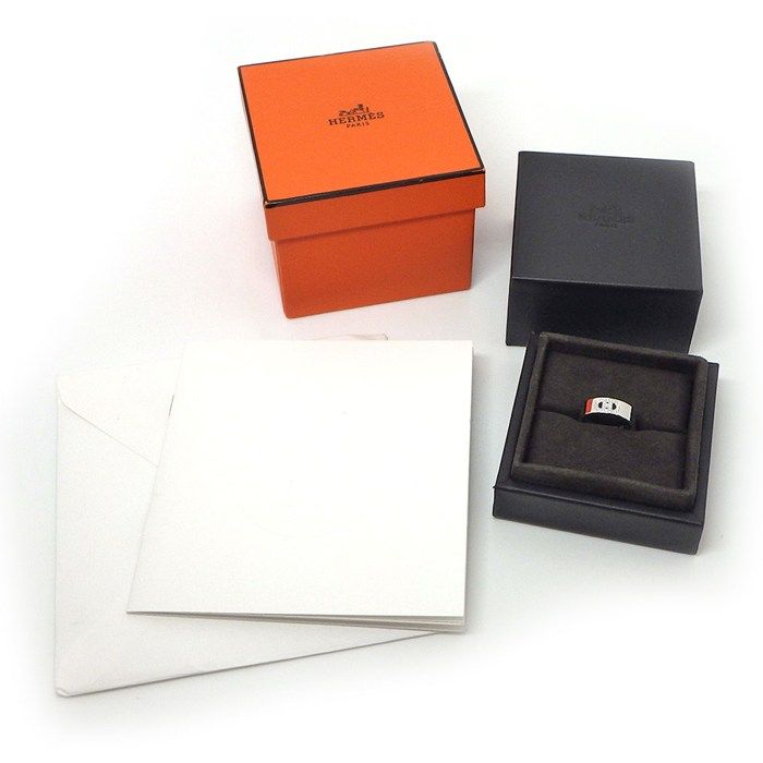 Hermes Ring D'ancre PM Points Diamond Total 18k White Gold — view 7