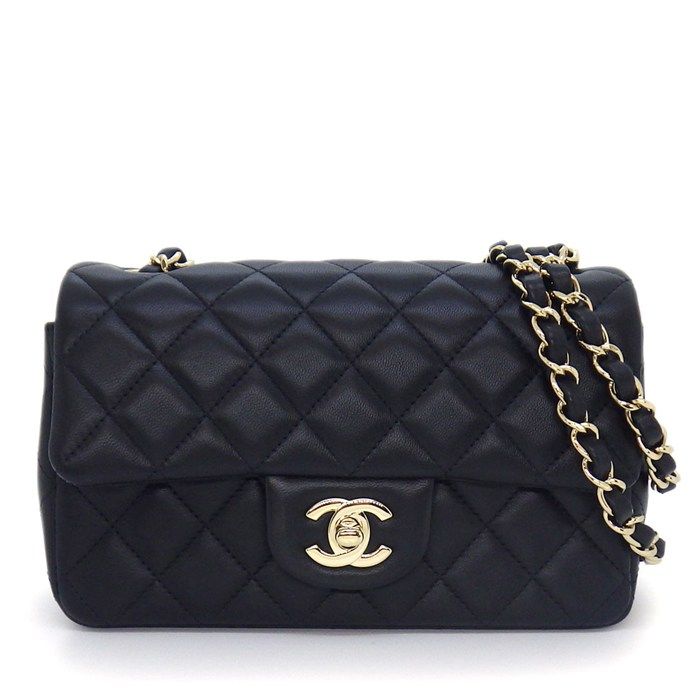 Chanel Shoulder Bag Quilted 20 Mini Classic Onwards Black Lambskin