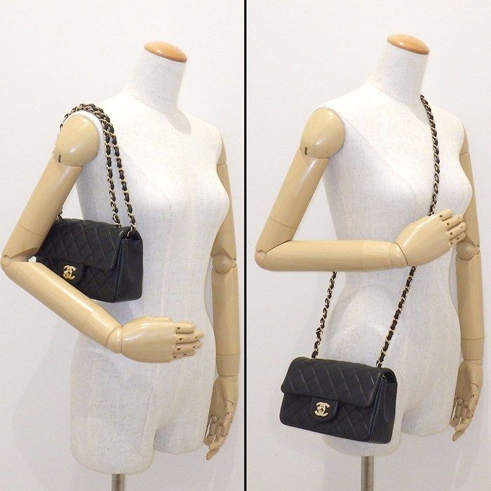 Chanel Shoulder Bag Quilted 20 Mini Classic Onwards Black Lambskin — view 9