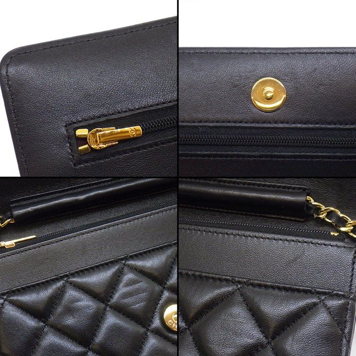 Chanel Shoulder Bag Quilted Classic Chain Wallet Onwards Black Lambskin — view 9