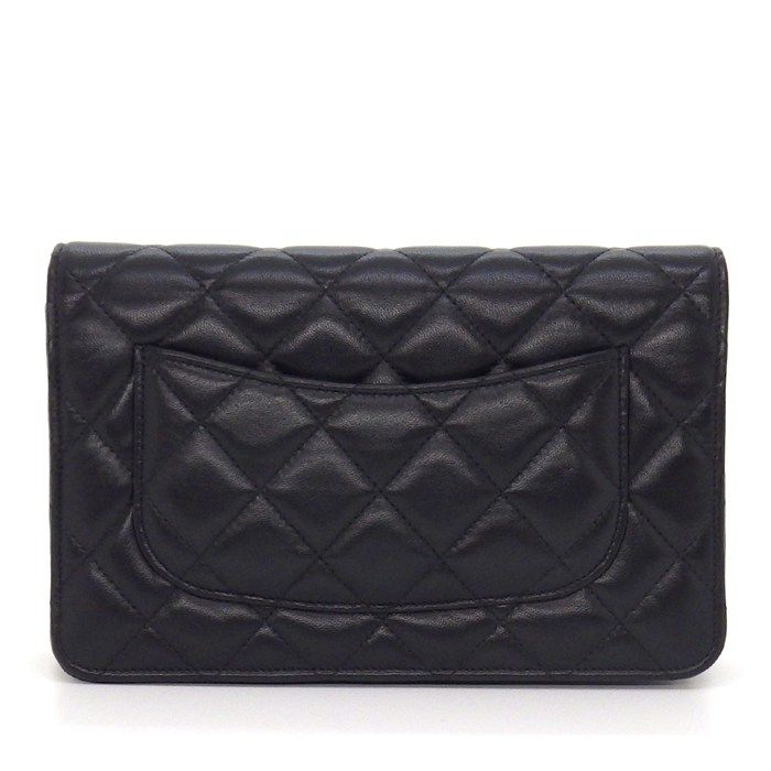 Chanel Shoulder Bag Quilted Classic Chain Wallet Onwards Black Lambskin — view 2