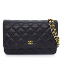 Chanel Shoulder Bag Quilted Classic Chain Wallet Onwards Black Lambskin