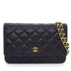 Chanel Shoulder Bag Quilted Classic Chain Wallet Onwards Black Lambskin