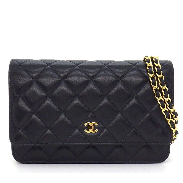 Chanel Shoulder Bag Quilted Classic Chain Wallet Onwards Black Lambskin