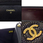 Chanel Shoulder Bag Quilted Classic Chain Wallet Black Caviar Leather Gold — view 7
